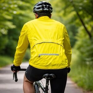 CANARI Cycling Jacket Men's L Yellow Ripstop Full Zip Elasticized Lightweight